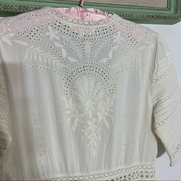 LoveShackFancy Rebecca Embroidered Lace Eyelet Tiered Ruffle Midi Short medium - Picture 7 of 9